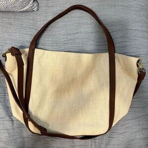 Madewell Linen & Leather Sydney Tote
